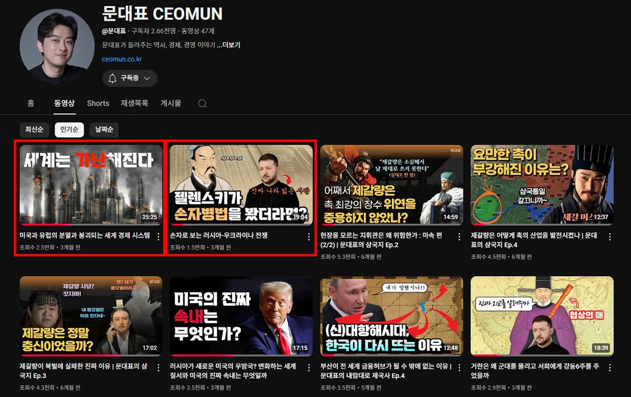 선베이글 실제 테스트 결과 - 생존본능을 자극하는 영상들의 높은 조회수 성과 (세계는 가난해진다, 엘론스키가 손자병법을 찾더라고, 미국의 유럽 붕괴설 등 위기/갈등 관련 콘텐츠가 평균 대비 10배 이상 조회수 기록